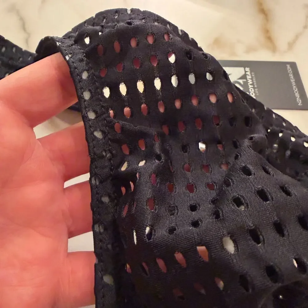 NEW N2N Bodywear Mens Raider Swim Thong See Thru Mesh Color Black Size Large